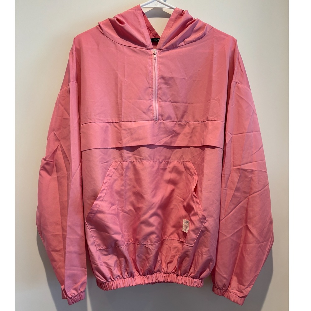 Rare Japanese Lightweight Pink Half-Zip Windbreaker Hoodie